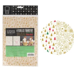 Feuilles transfert Noël assorties (x4)-Cerf Dellier New