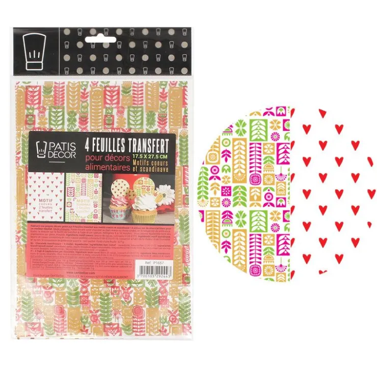 Feuilles transfert Scandinave et Coeurs assorties (x4)-Cerf Dellier Best