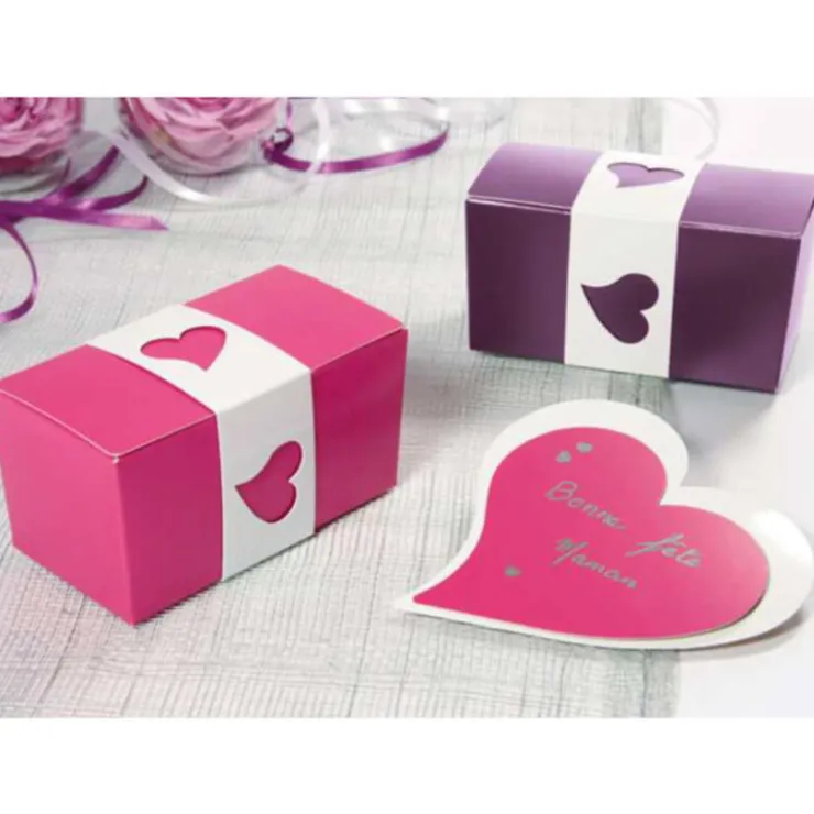 Fourreau motif coeur blanc pour ballotin 500g (x50)-Cerf Dellier Best