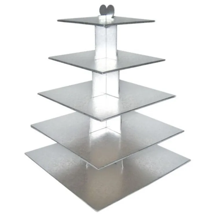 Grand présentoir cupcakes argent carré - hauteur 56 cm-Cerf Dellier Best