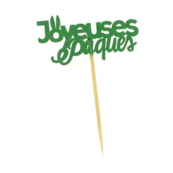 Inscription Joyeuses Pâques sur pique (x50)-Cerf Dellier New