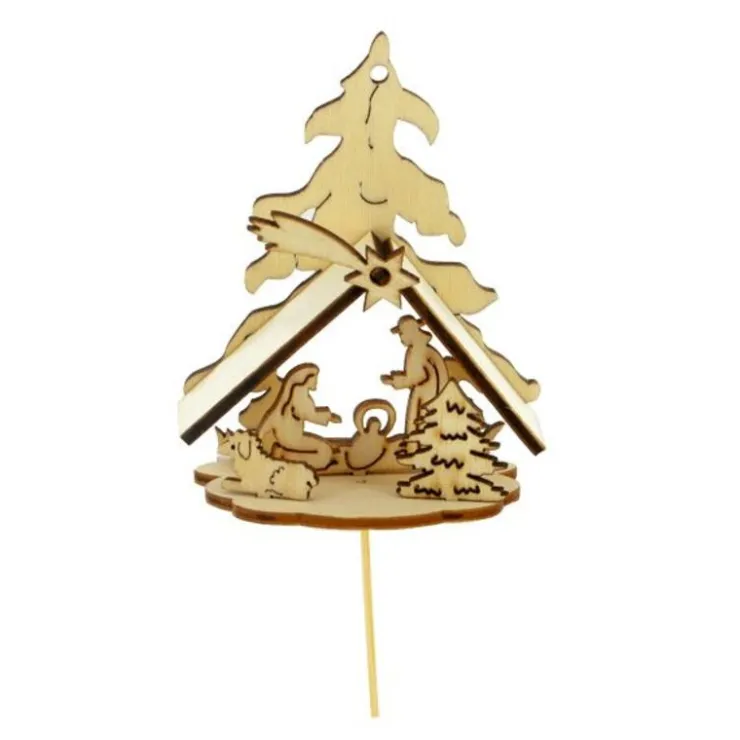 Kit crèche de Noël en bois sur pique-Cerf Dellier Clearance