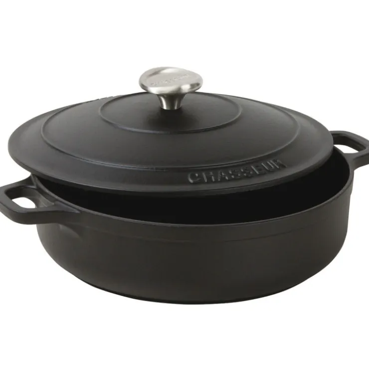 Le Chasseur cocotte basse avec couvercle noire 20 cm-Cerf Dellier Online