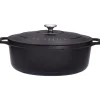Le Chasseur cocotte ovale avec couvercle noire 31 x 26 cm-Cerf Dellier Clearance