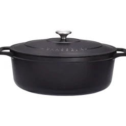 Le Chasseur cocotte ovale avec couvercle noire 31 x 26 cm-Cerf Dellier Clearance