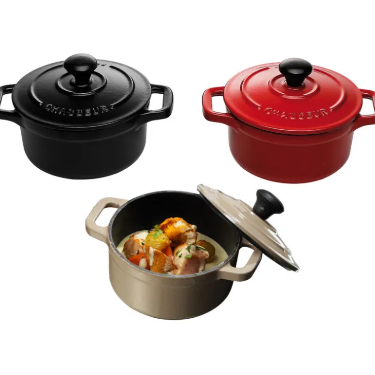 Le Chasseur cocotte ronde avec couvercle noire 10 cm-Cerf Dellier Best