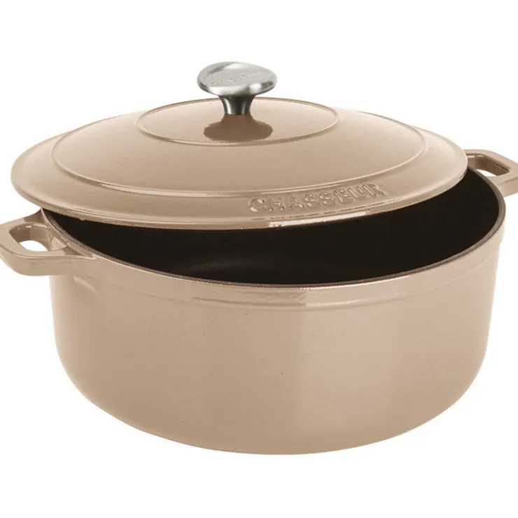 Le Chasseur cocotte ronde avec couvercle ""marron glacé"" 24 cm-Cerf Dellier Best
