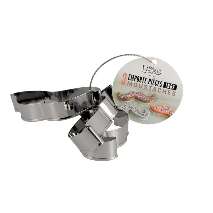 Lot de 3 emporte-pièces moustaches en inox-Cerf Dellier Clearance