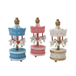 Lot de 3 toppers carrousel rose blanc bleu-Cerf Dellier Best