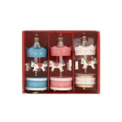 Lot de 3 toppers carrousel rose blanc bleu-Cerf Dellier Best