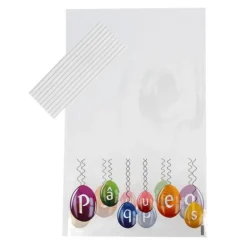 Lot sachets motif œufs de Pâques + liens - 14 x 23 cm (x10)-Cerf Dellier New