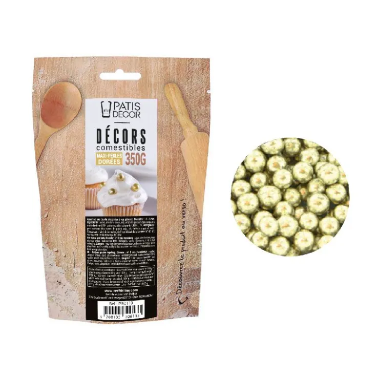 Maxi perles dorées comestibles Ø 8 mm 350 g-Cerf Dellier Online