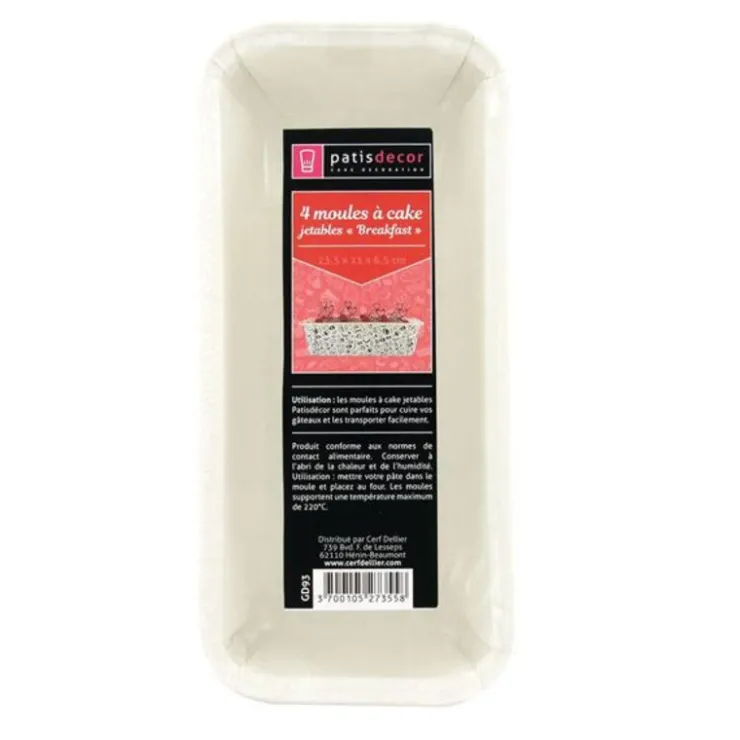 Moule à cake jetable Breakfast (x4)-Cerf Dellier Discount