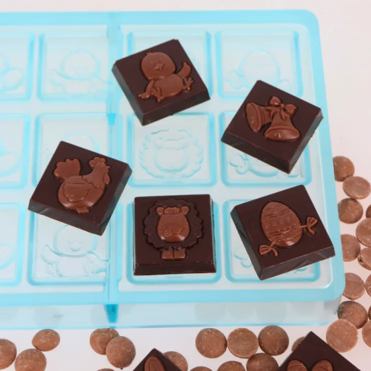Moule carrés chocolat napolitains Pâques-Cerf Dellier Clearance