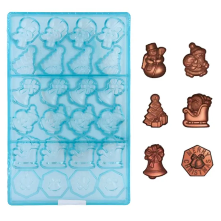 Moule chocolat 24 fritures de Noël-Cerf Dellier Online
