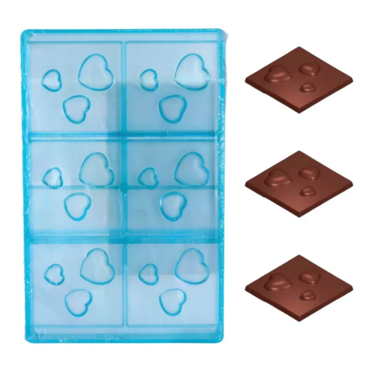 Moule chocolat Carrés 3 coeurs-Cerf Dellier Outlet