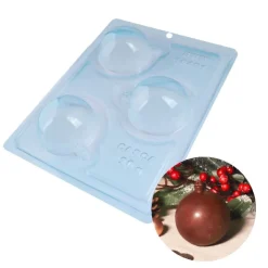 Moule chocolat en 3 parties Boules de Noël lisses Patisdécor-Cerf Dellier Discount
