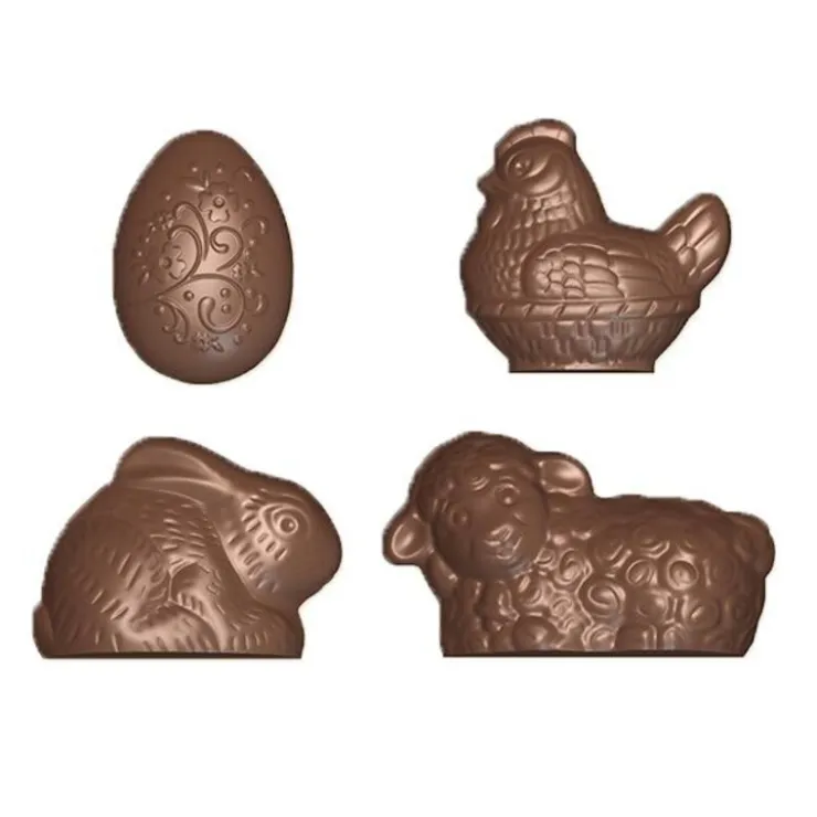 Moule friture en chocolat 4 sujets de Pâques-Cerf Dellier Hot
