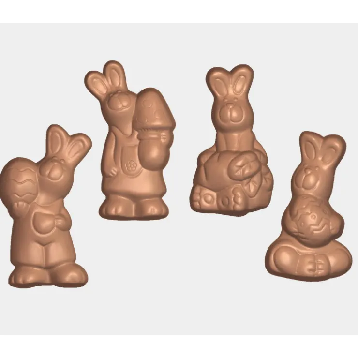 Moule friture en chocolat petits lapins 4 g-Cerf Dellier New