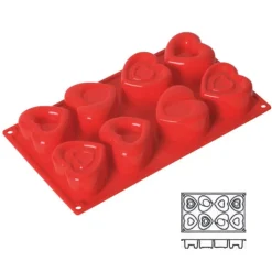 Moule silicone 8 coeurs stylisés-Cerf Dellier Hot