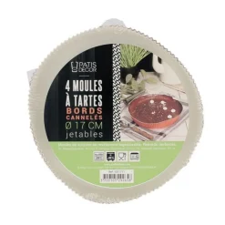 Moules à tarte à bords cannelés jetables 17 cm (x4)-Cerf Dellier Outlet