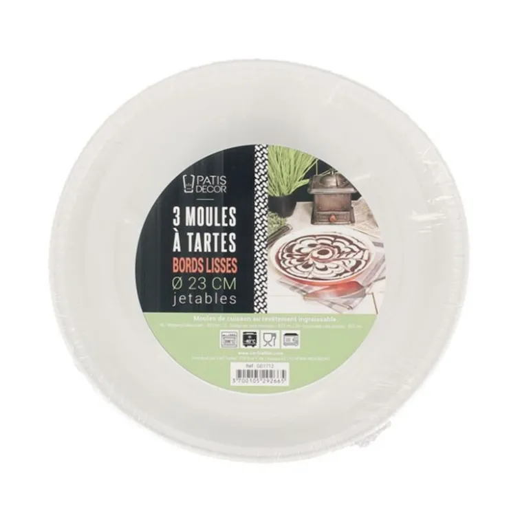 Moules à tartes jetables 23 cm Patisdécor (x3)-Cerf Dellier Sale