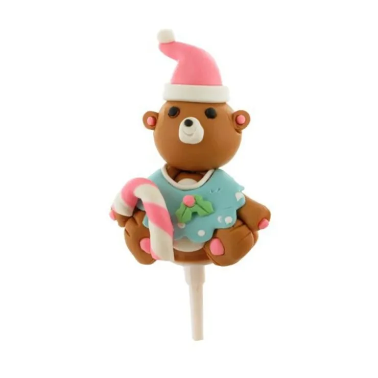 Ourson bleu de Noël résine sur pique-Cerf Dellier Hot