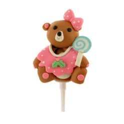 Ourson rose de Noël résine sur pique-Cerf Dellier Discount