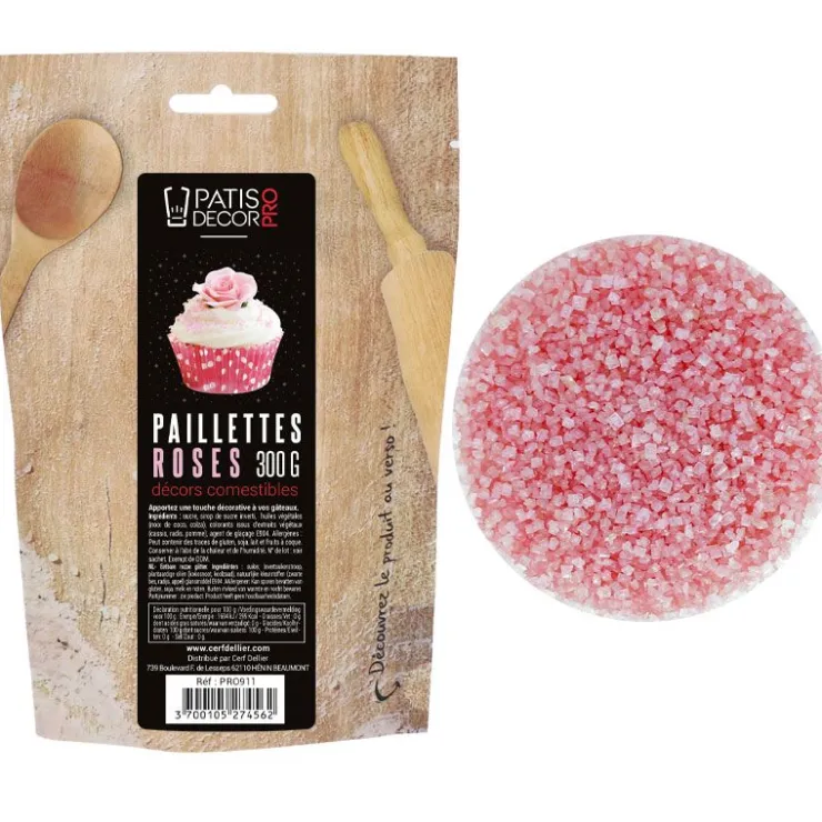 Paillettes comestibles roses 300 g-Cerf Dellier Hot