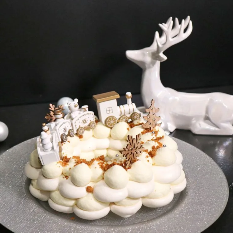 Petit train de Noël blanc sur pique-Cerf Dellier Hot