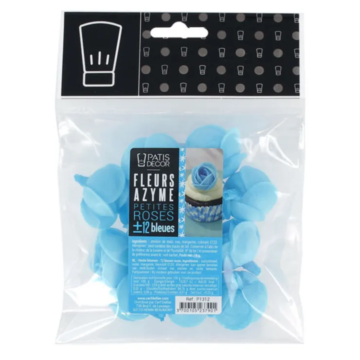 Petite rose bleue en azyme (x12)-Cerf Dellier New