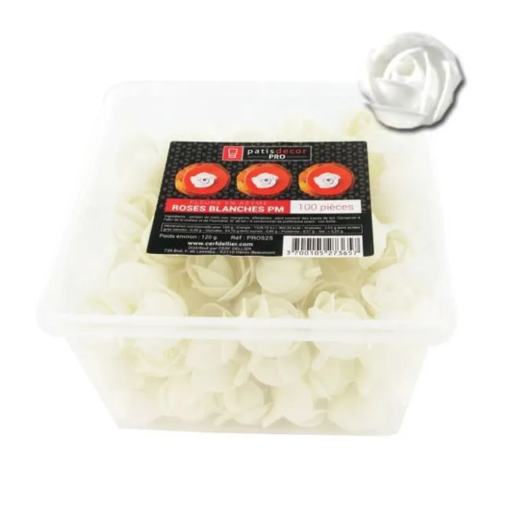 Petites roses blanches en azyme (x100)-Cerf Dellier Hot