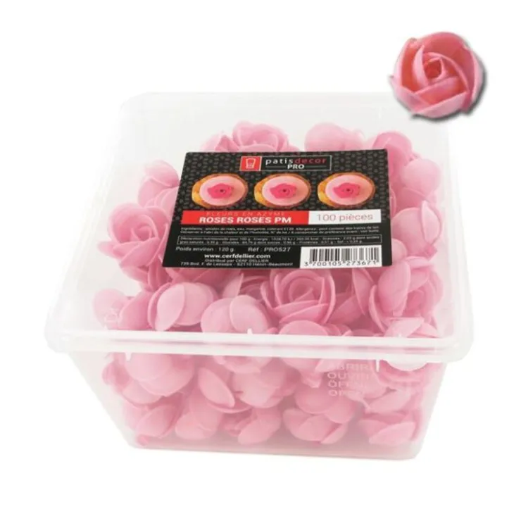 Petites roses roses en azyme (x100)-Cerf Dellier New