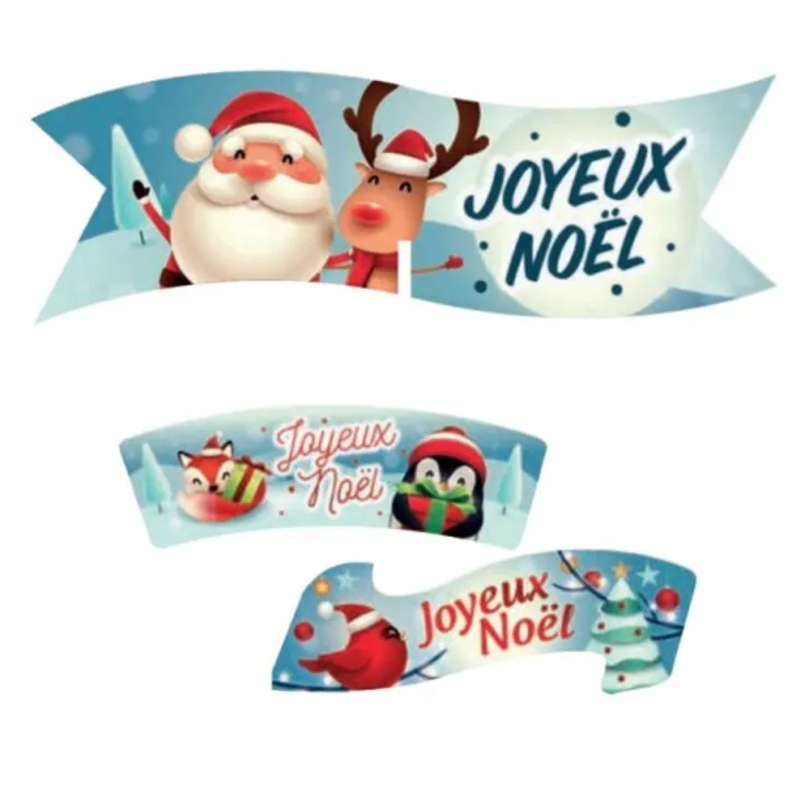 Plaquette azyme Joyeuses Noël assorties (x24)-Cerf Dellier New