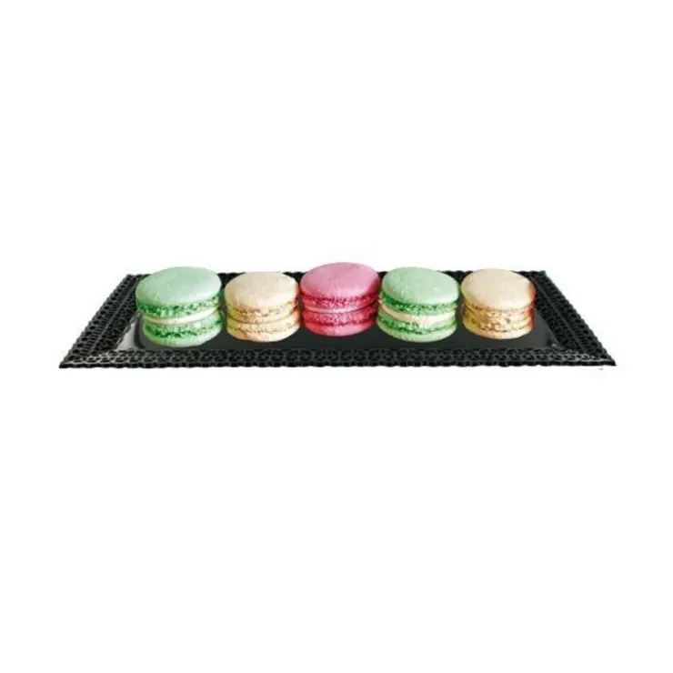 Plateau dentelle rectangulaire noir-Cerf Dellier Hot