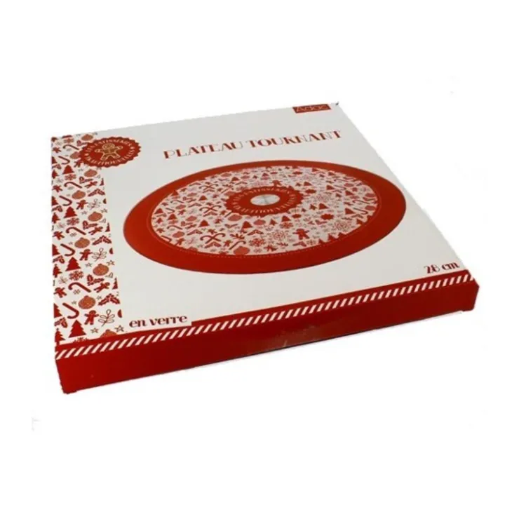 Plateau tournant verre Noël 28 cm-Cerf Dellier