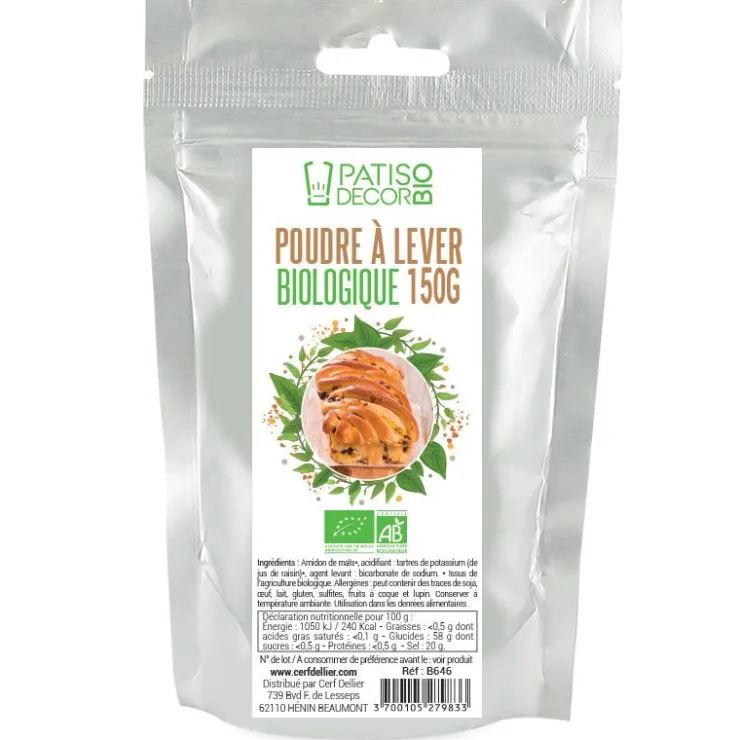 Poudre à lever Bio 150 g - DDM 12/24-Cerf Dellier Clearance