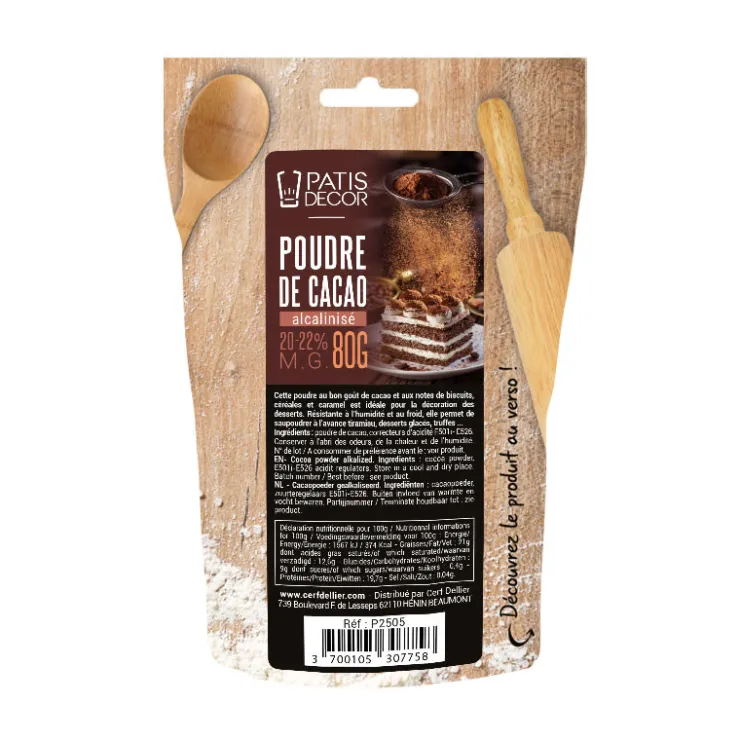 Poudre de cacao alcalinisé 80g-Cerf Dellier Clearance