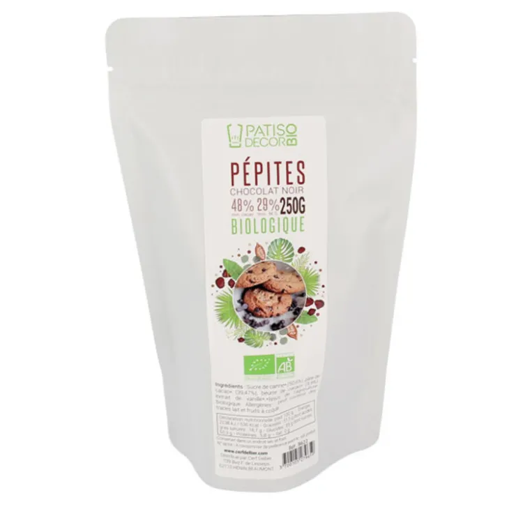 Pépites de chocolat noir Bio 60 % - 250 g - DDM 01/25-Cerf Dellier Best