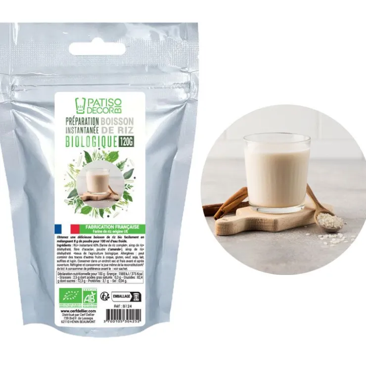 Préparation instantanée pour boisson riz biologique 120 g - DDM 08/24-Cerf Dellier Best