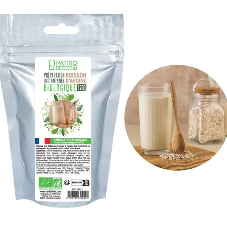Préparation instantanée pour boisson avoine biologique 120 g - DDM 08/24-Cerf Dellier Discount