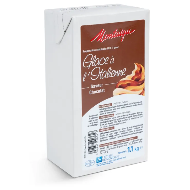 Préparation UHT pour glace à l'italienne - saveur chocolat - 1,1 kg-Cerf Dellier Outlet