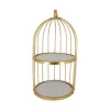 Présentoir cage à oiseaux doré 2 étages 20 cm-Cerf Dellier New