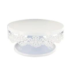 Présentoir gâteau blanc broderie Ø 15 cm-Cerf Dellier Outlet