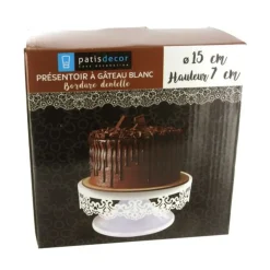 Présentoir gâteau blanc broderie Ø 15 cm-Cerf Dellier Outlet