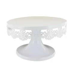 Présentoir gâteau blanc broderie Ø 18 cm-Cerf Dellier New