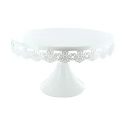 Présentoir gâteau blanc broderie Ø 30 cm-Cerf Dellier