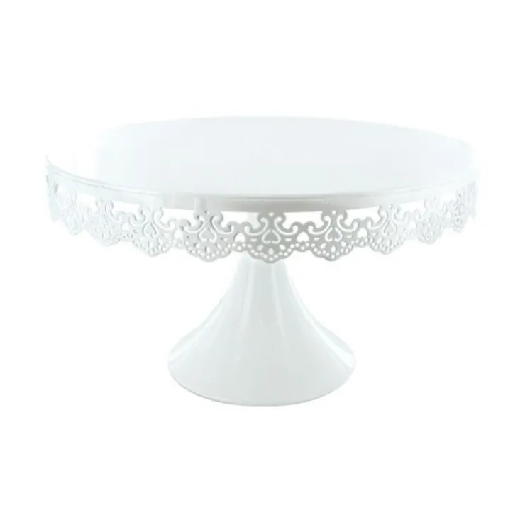 Présentoir gâteau blanc broderie Ø 30 cm-Cerf Dellier