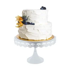 Présentoir gâteau blanc broderie Ø 30 cm-Cerf Dellier