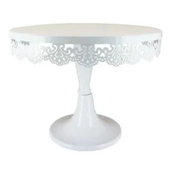 Présentoir gâteau blanc broderie Ø 23 cm-Cerf Dellier Hot
